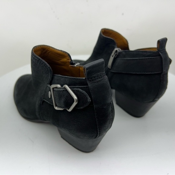 Franco Sarto Heeled Moto Boots Ankle Booties Black Leather Boho Western Fall - Picture 3 of 15